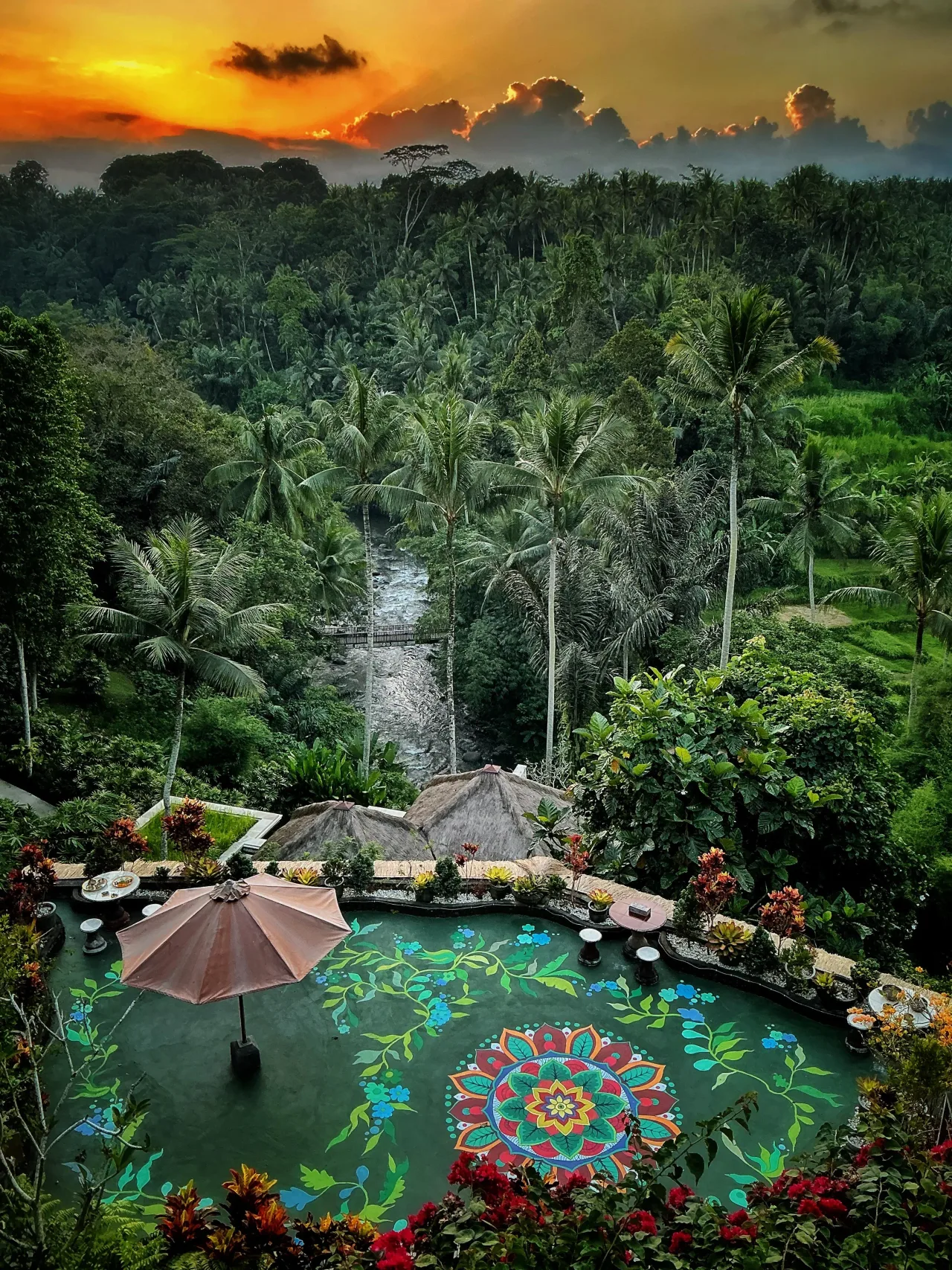 Sunset view over Ubud from River Song